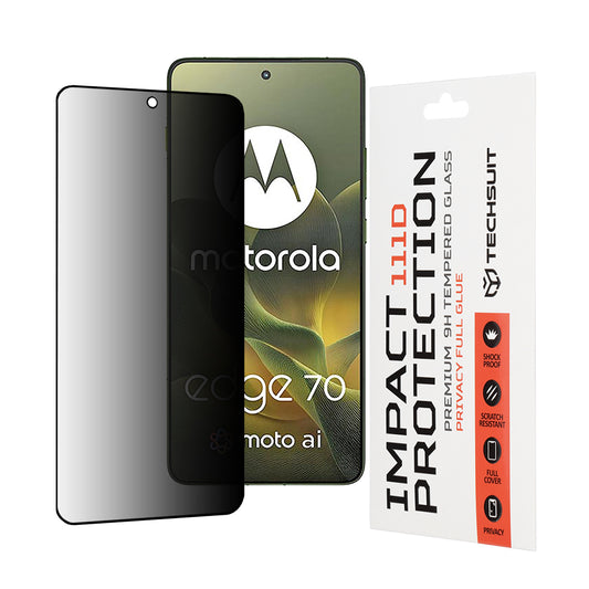 Privacy Techsuit képernyővédő fólia Motorola Edge 70-hez, Edzett üveg, Teljes ragasztás, 111D