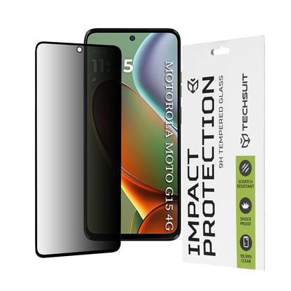 Privacy Techsuit Screen Protector for Motorola Moto G15 / G15 Power, Tempered Glass, Full Glue, 111D