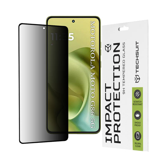 Techsuit Privacy képernyővédő fólia Motorola Moto G86-hoz, edzett üveg, teljes ragasztó, 111D