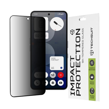 Privacy Techsuit Screen Protector for Nothing Phone (3a) / Phone (3a) Pro, Tempered Glass, Full Glue, 111D