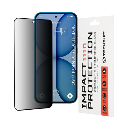 Privacy Techsuit védőfólia Nothing Phone (4a) készülékhez, Edzett Üveg, Teljes Ragasztás, 111D