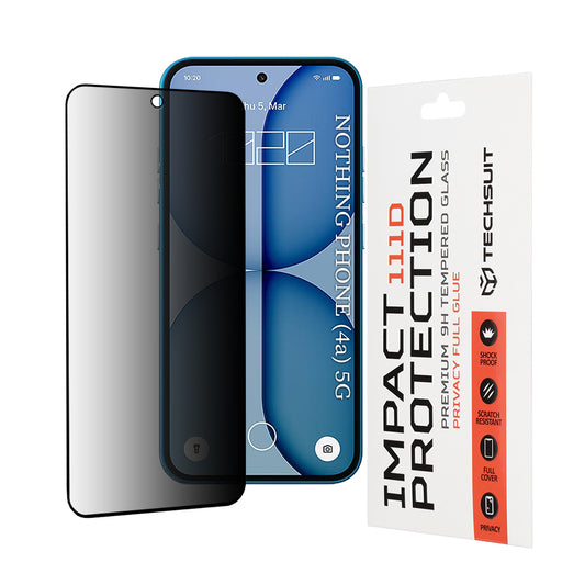 Privacy Techsuit védőfólia Nothing Phone (4a) készülékhez, Edzett Üveg, Teljes Ragasztás, 111D