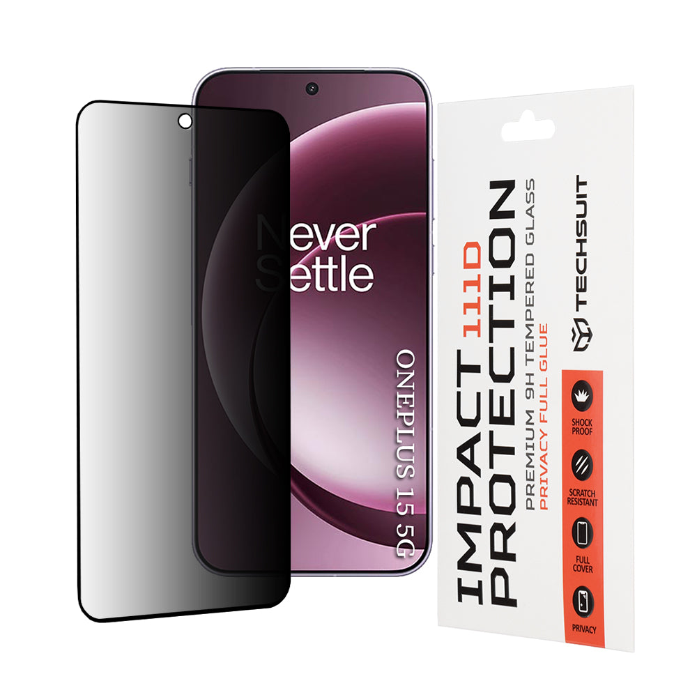 Privacy Techsuit képernyővédő fólia OnePlus 15-höz, Edzett Üveg, 111D