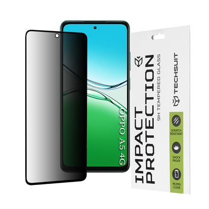 Techsuit Privacy képernyővédő fólia Oppo A5 4G-hez, edzett üveg, teljes ragasztó, 111D