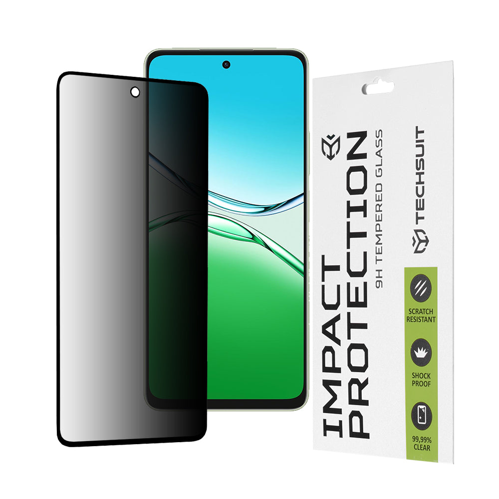 Techsuit Privacy képernyővédő fólia Oppo A5 Pro 4G / A5 Pro készülékhez, edzett üveg, teljes ragasztó, 111D
