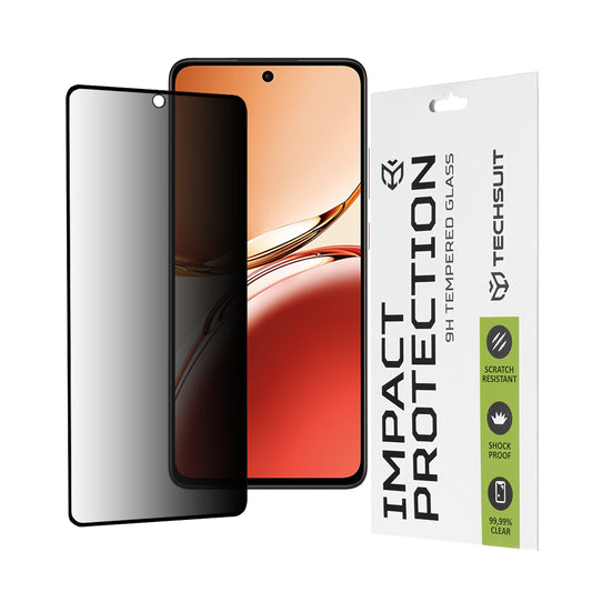 Techsuit Privacy képernyővédő fólia Oppo Reno12 FS 5G / Reno12 FS 4G / Reno12 F 4G / Reno12 F készülékekhez, edzett üveg, teljes ragasztó, 111D