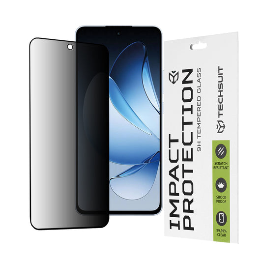 Techsuit Privacy képernyővédő fólia Oppo Reno13-hoz, edzett üveg, teljes ragasztó, 111D