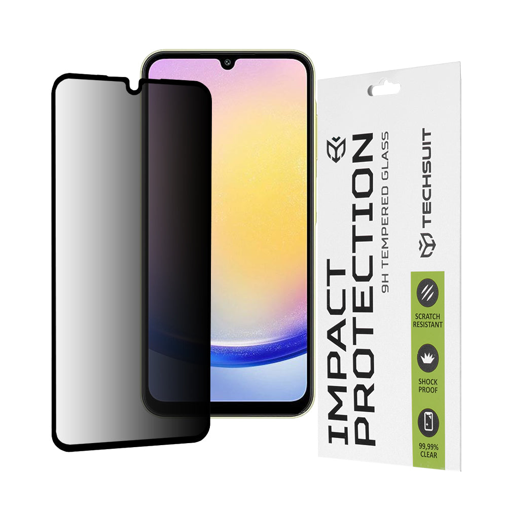 Techsuit Privacy képernyővédő fólia Samsung Galaxy A25 A256 készülékhez, edzett üveg, teljes ragasztó, 111D