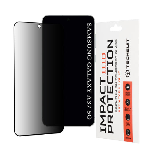 Privacy Techsuit védőfólia Samsung Galaxy A37 5G készülékhez, Edzett üveg, Teljes ragasztás, 111D