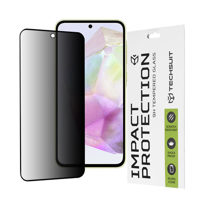 Techsuit Privacy képernyővédő fólia Samsung Galaxy M56 M566 / M35 / A55 5G A556 / A35 5G A356 készülékekhez, edzett üveg, teljes ragasztó, 111D