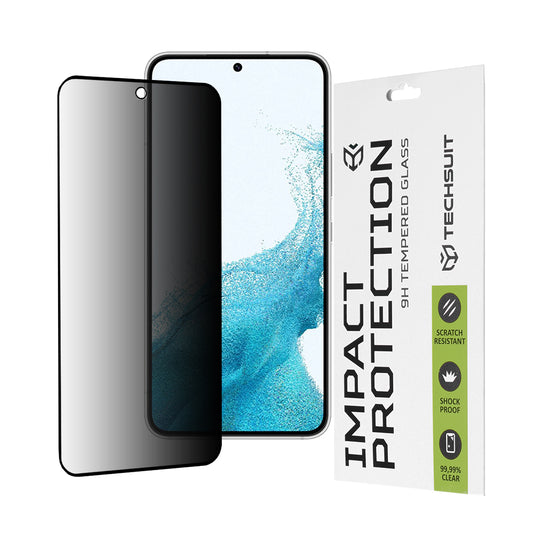 Privacy Techsuit Screen Protector Film for Samsung Galaxy S23 S911 / S22 5G S901, Tempered Glass, Full Glue, 111D