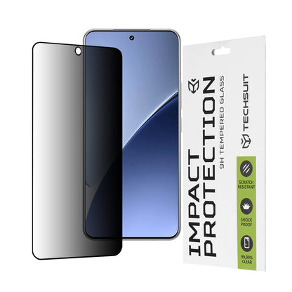 Techsuit Privacy képernyővédő fólia Xiaomi 15-höz, edzett üveg, teljes ragasztó, 111D