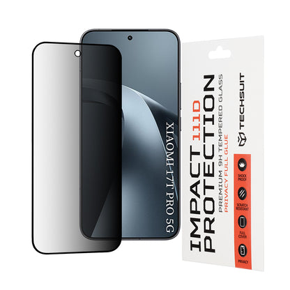 Techsuit Privacy képernyővédő fólia Xiaomi 17T Pro-hoz, edzett üveg, teljes ragasztó, 111D
