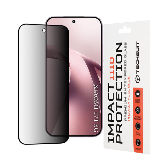 Techsuit Privacy képernyővédő fólia Xiaomi 17T-hez, edzett üveg, teljes ragasztó, 111D