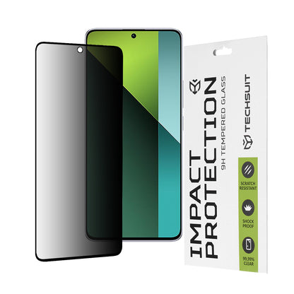 Techsuit Privacy képernyővédő fólia Xiaomi Poco X6 / Redmi Note 13 Pro 5G készülékhez, edzett üveg, teljes ragasztó, 111D