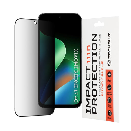 Techsuit Privacy képernyővédő fólia Xiaomi Redmi 17 5G / 17 4G készülékhez, edzett üveg, teljes ragasztó, 111D