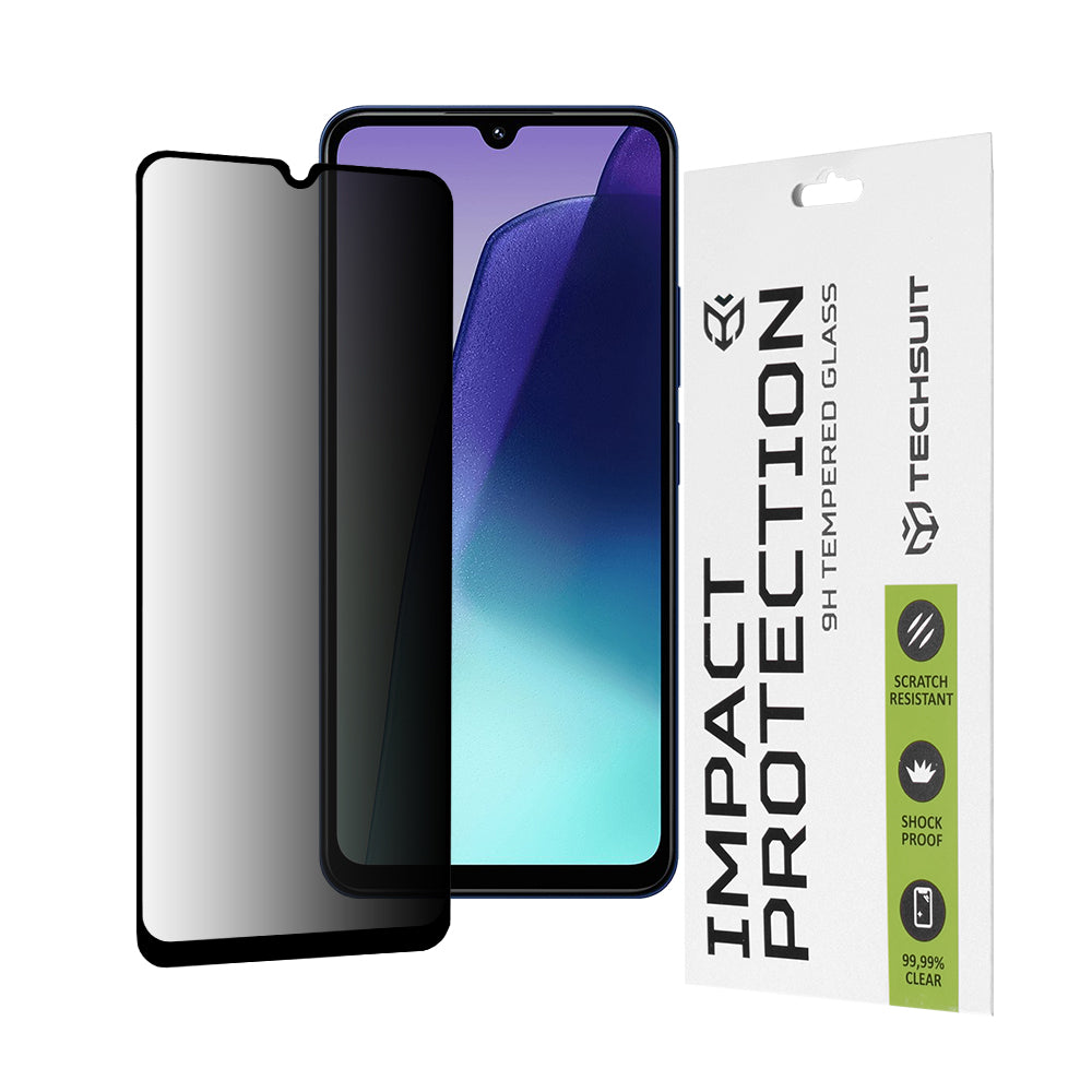 Techsuit Privacy képernyővédő fólia Xiaomi Redmi A5 4G (Regionális) / 14C / Poco C75 készülékhez, edzett üveg, teljes ragasztó, 111D