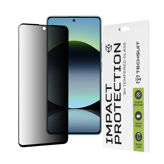 Techsuit Privacy képernyővédő fólia Xiaomi Redmi Note 14S-hez, edzett üveg, teljes ragasztó, 111D