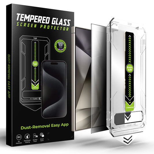 Techsuit TitanGlass CrystalHD Privacy képernyővédő fólia Samsung Galaxy S24 Ultra S928 készülékhez, Biztonságos üveg, Teljes ragasztóval
