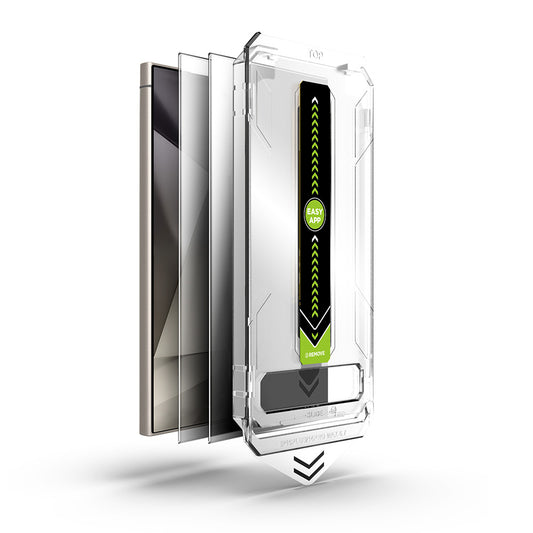 Techsuit TitanGlass CrystalHD Privacy képernyővédő fólia Samsung Galaxy S24 Ultra S928 készülékhez, Biztonságos üveg, Teljes ragasztó, 2 darabos készlet