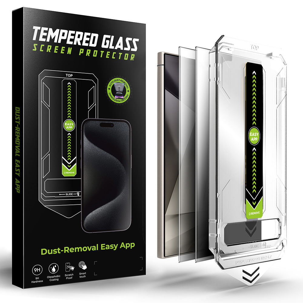 Techsuit TitanGlass CrystalHD Privacy képernyővédő fólia Samsung Galaxy S24 Ultra S928 készülékhez, Biztonságos üveg, Teljes ragasztó, 2 darabos készlet