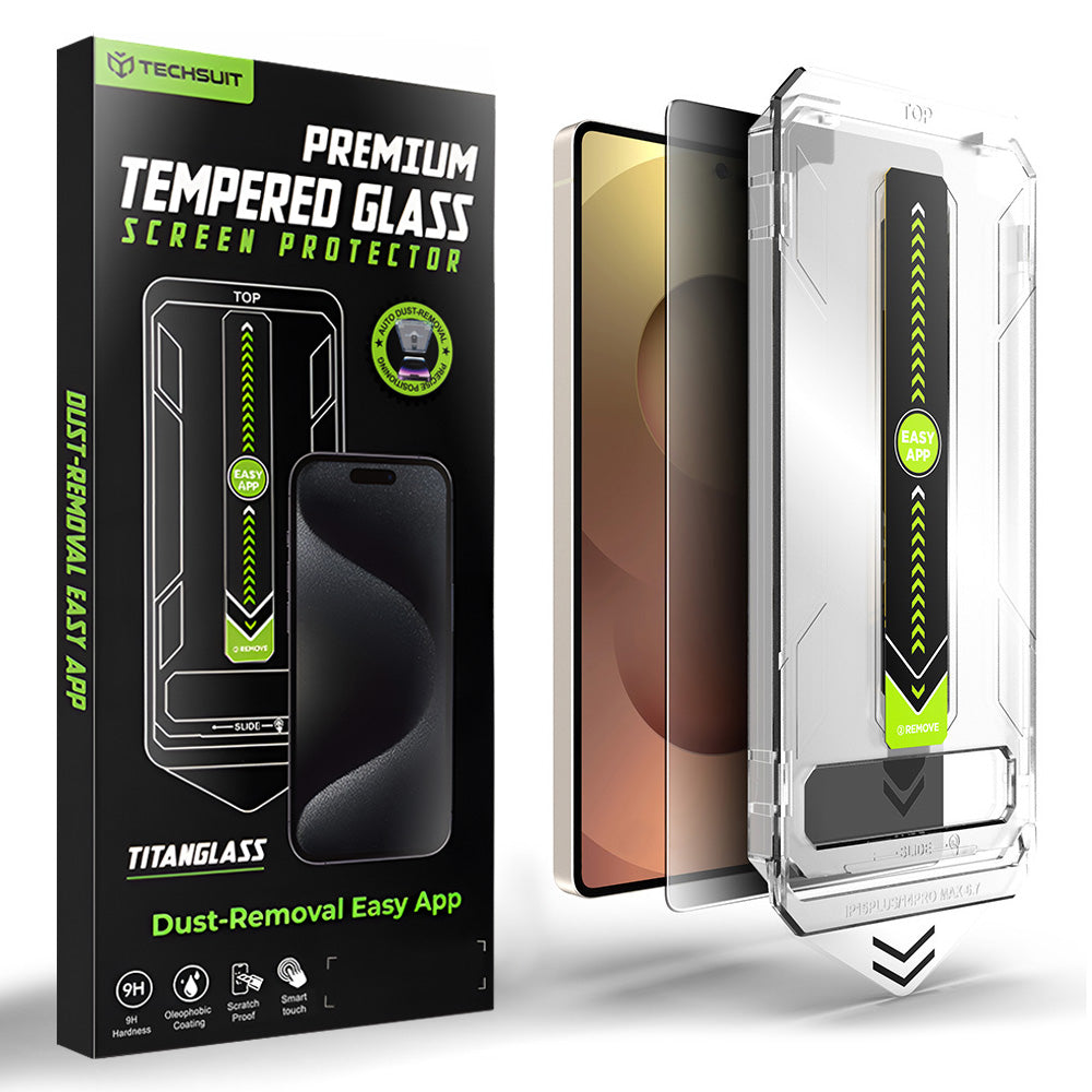 Techsuit TitanGlass CrystalHD Privacy képernyővédő fólia Samsung Galaxy S26 Ultra S948-hez, Edzett üveg, Teljes ragasztás
