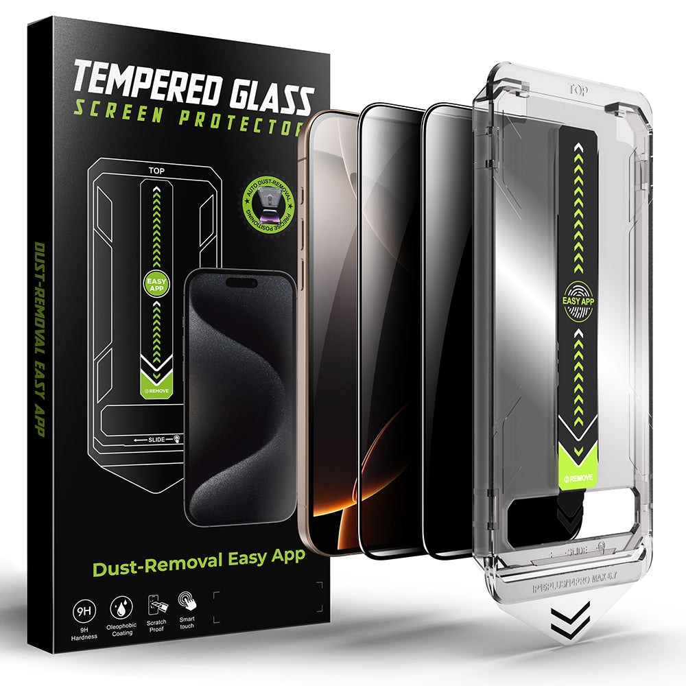 Techsuit TitanGlass Privacy képernyővédő fólia Apple iPhone 16 / 15 készülékhez, Biztonsági üveg, Teljes ragasztó, 2 darabos készlet