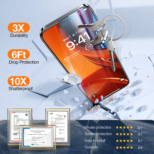 Torras GlassGo Epic Privacy Képernyővédő fólia Apple iPhone 15 Pro Max-hez, Edzett üveg, Teljes ragasztás