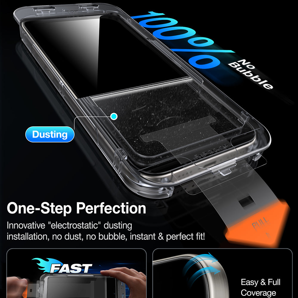 Privacy Screen Protector Torras GlassGo Install Master for Apple iPhone 16 Pro Max, Tempered Glass, Full Glue