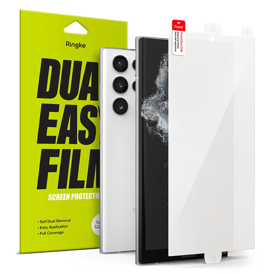 Ringke Dual Easy védőfólia Samsung Galaxy S22 Ultra 5G S908 készülékhez, Műanyag, 2 darabos készlet