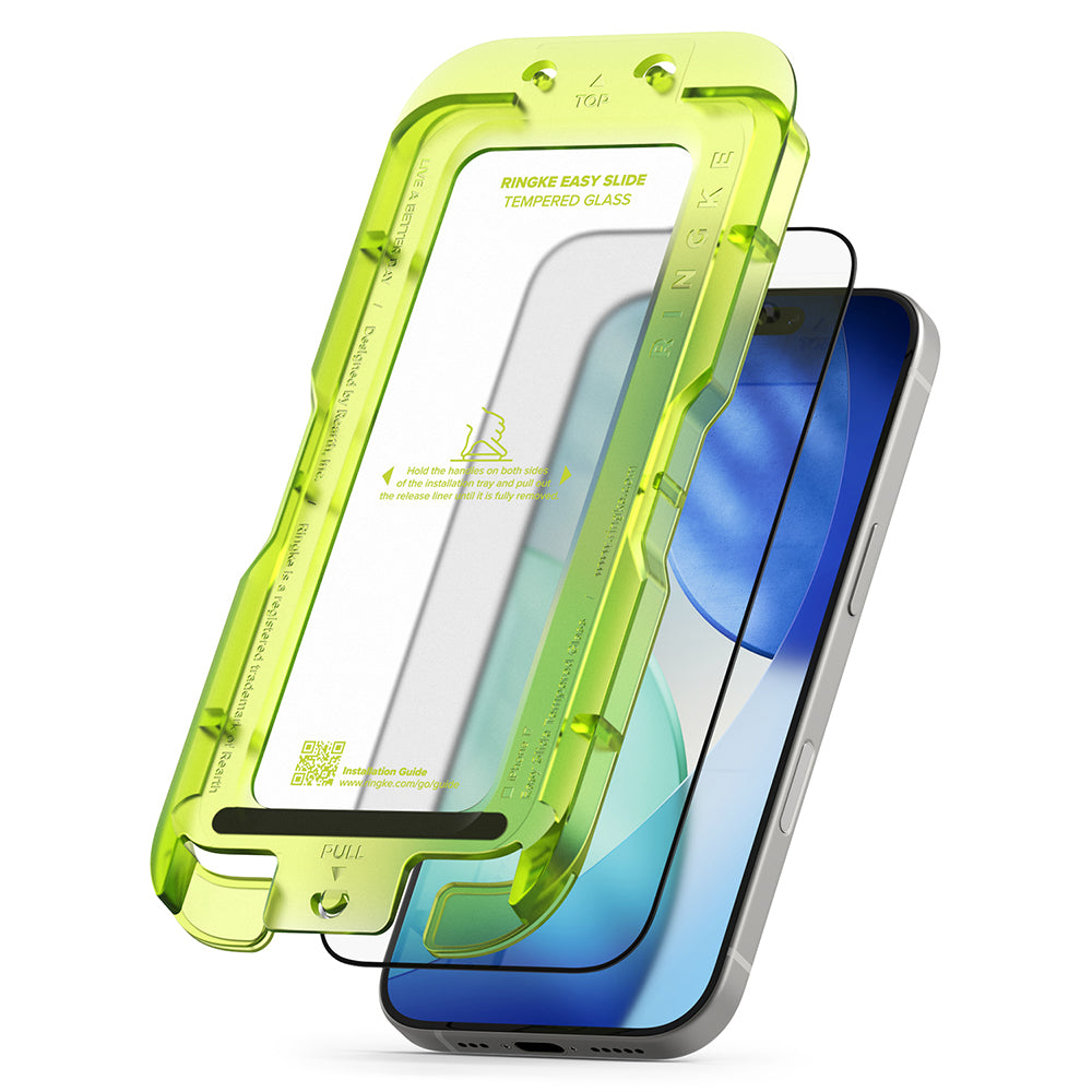Ringke Easy Slide képernyővédő fólia Apple iPhone 17 Pro Max készülékhez, edzett üveg, teljes ragasztó, 2 darabos készlet