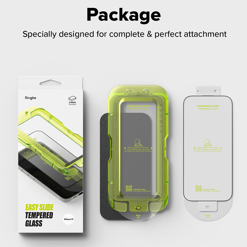 Ringke Easy Slide képernyővédő fólia Apple iPhone 17 Pro Max készülékhez, edzett üveg, teljes ragasztó, 2 darabos készlet