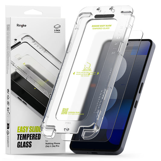 Ringke Easy Slide képernyővédő fólia Nothing Phone (3a) / Phone (3a) Pro készülékhez, edzett üveg, teljes ragasztó, 2 darabos készlet