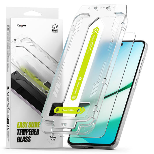 Ringke Easy Slide képernyővédő fólia Samsung Galaxy A36 A366 készülékhez, edzett üveg, teljes ragasztó, 2 darabos készlet
