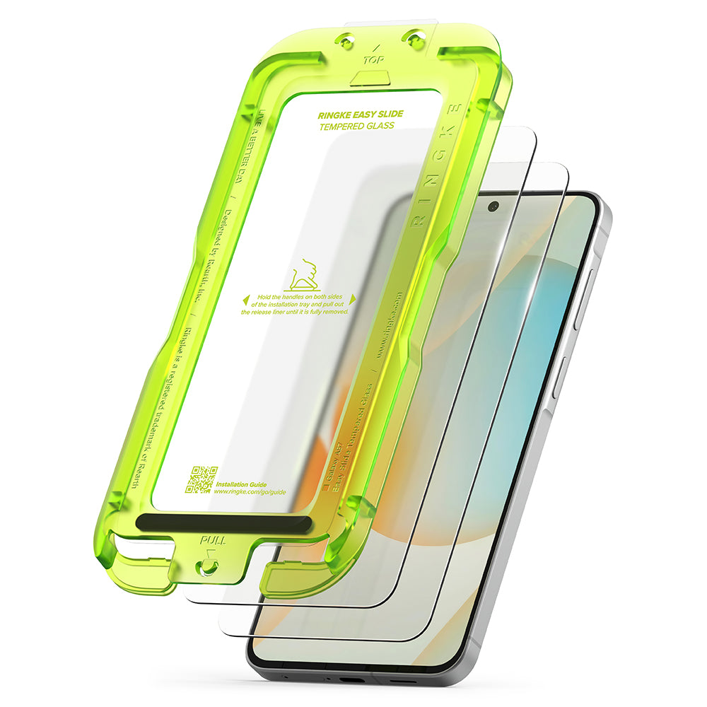 Ringke Easy Slide képernyővédő fólia Samsung Galaxy A57 5G-hez, Edzett üveg, Teljes ragasztás, 2 darabos készlet