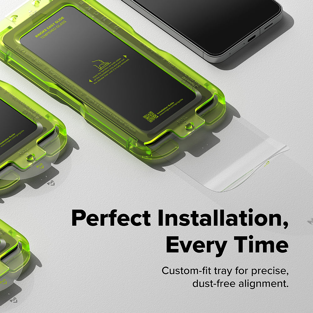 Ringke Easy Slide képernyővédő fólia Samsung Galaxy A57 5G-hez, Edzett üveg, Teljes ragasztás, 2 darabos készlet