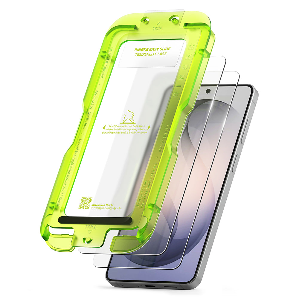 Ringke Easy Slide képernyővédő fólia Samsung Galaxy S26 Plus S947-hez, Edzett üveg, Teljes ragasztás, 2 darabos készlet