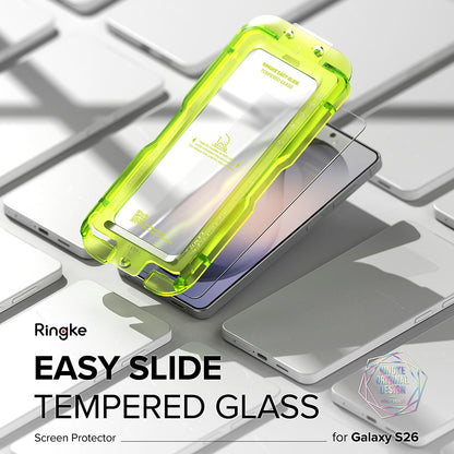 Ringke Easy Slide képernyővédő fólia Samsung Galaxy S26 S942-hez, Edzett üveg, Teljes ragasztás, 2 darabos készlet