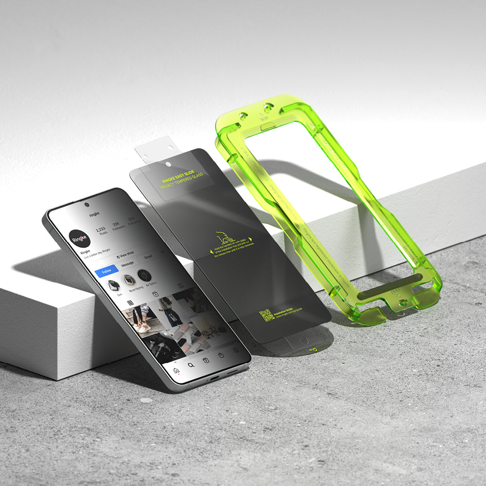 Ringke Easy Slide képernyővédő fólia Samsung Galaxy S26-hoz, Edzett üveg, Teljes ragasztás, 2 darabos készlet, Fekete