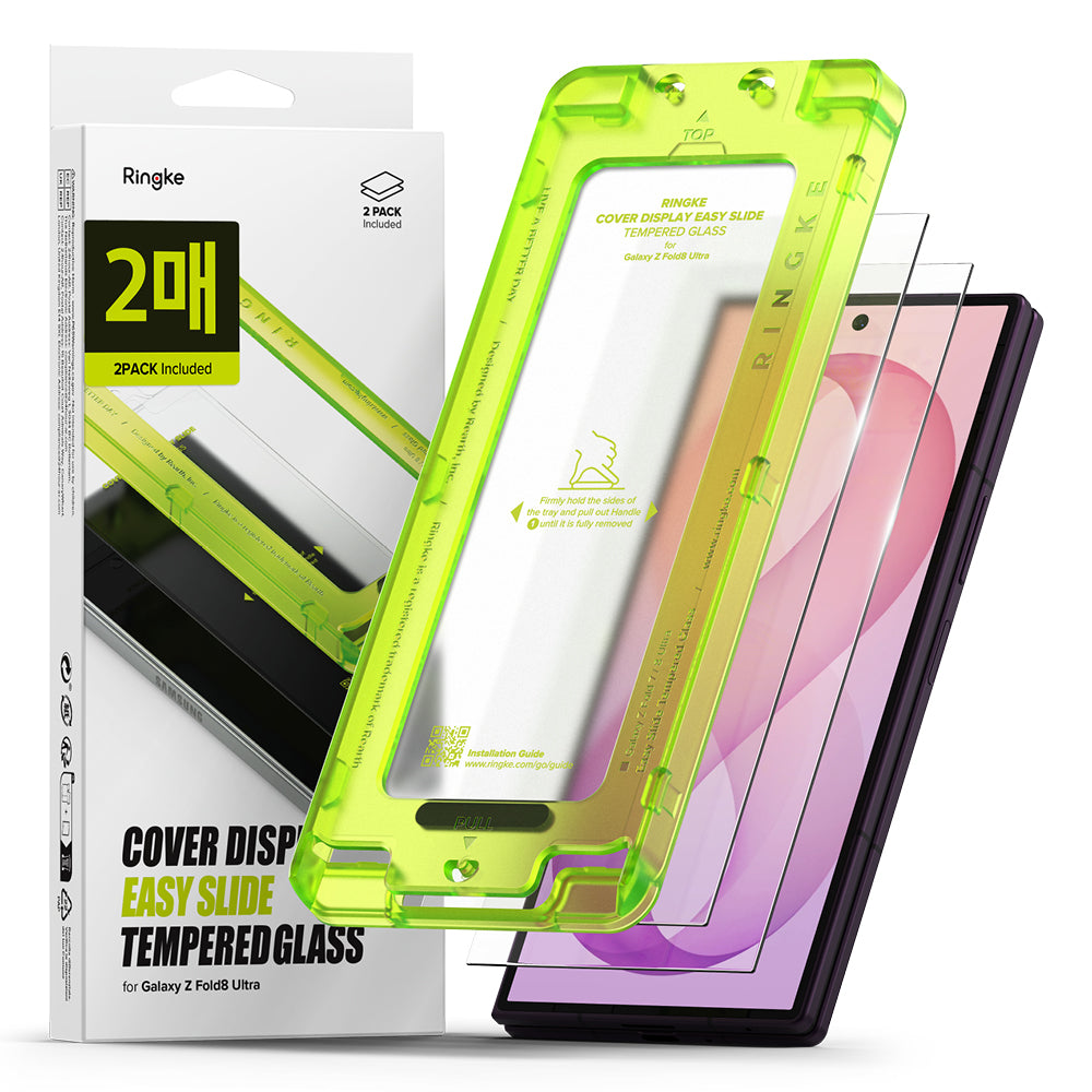 Ringke Easy Slide Külső Képernyővédő fólia Samsung Galaxy Z Fold8 Ultra F976-hez, Edzett Üveg, Teljes Ragasztó, 2 darabos készlet