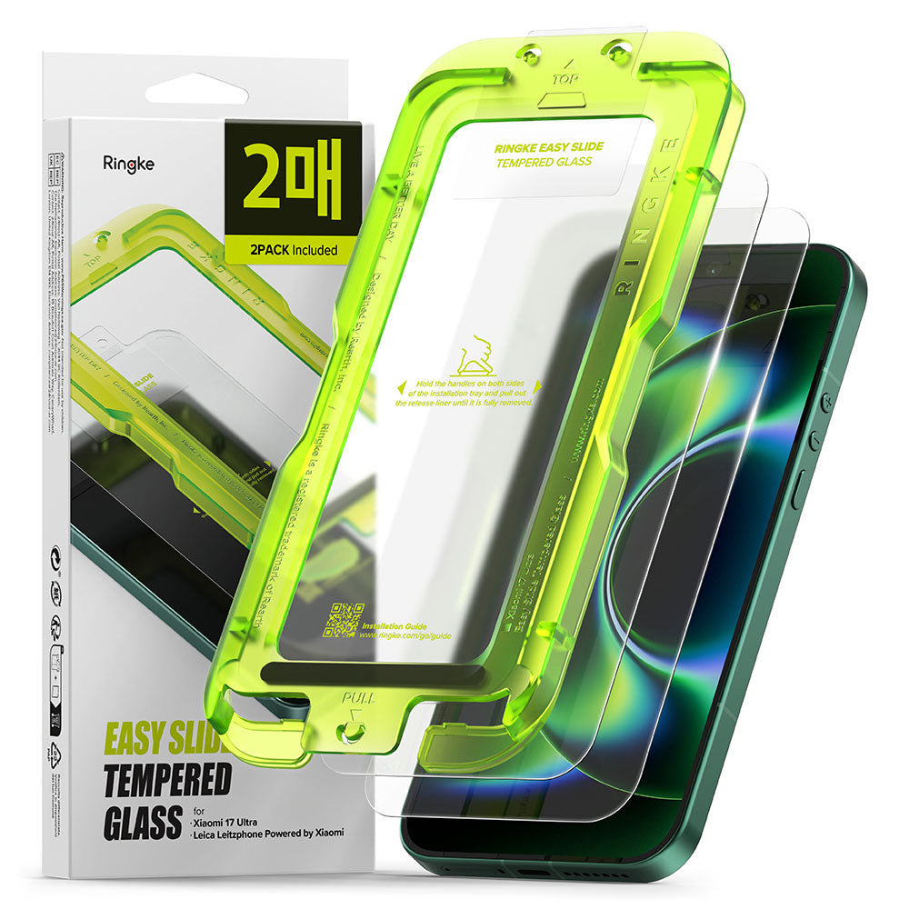 Ringke Easy Slide képernyővédő fólia Xiaomi 17 Ultra-hoz, edzett üveg, teljes ragasztó, 2 darabos készlet