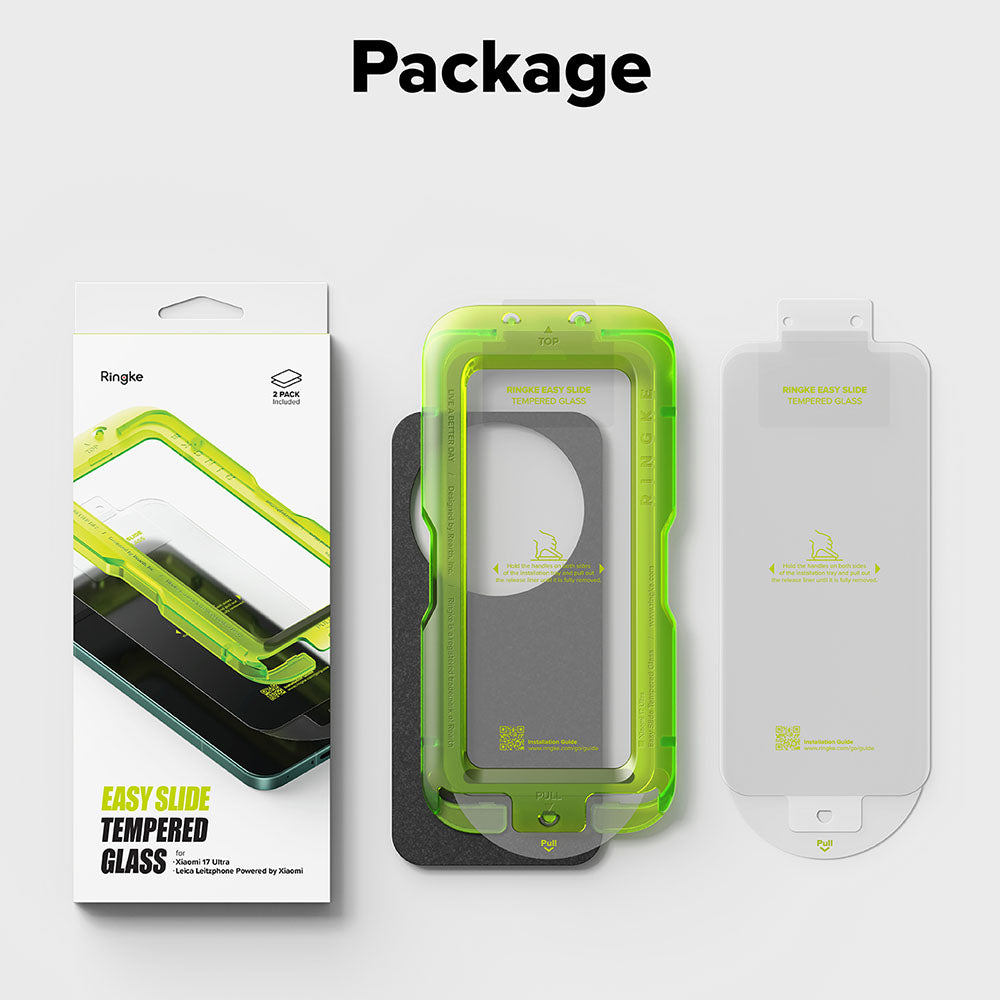 Ringke Easy Slide képernyővédő fólia Xiaomi 17 Ultra-hoz, edzett üveg, teljes ragasztó, 2 darabos készlet