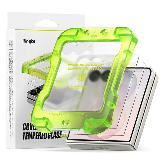 Ringke Pro Külső Képernyővédő fólia Samsung Galaxy Z Flip8 F776-hoz, Edzett Üveg, Teljes Ragasztó, 2 darabos készlet