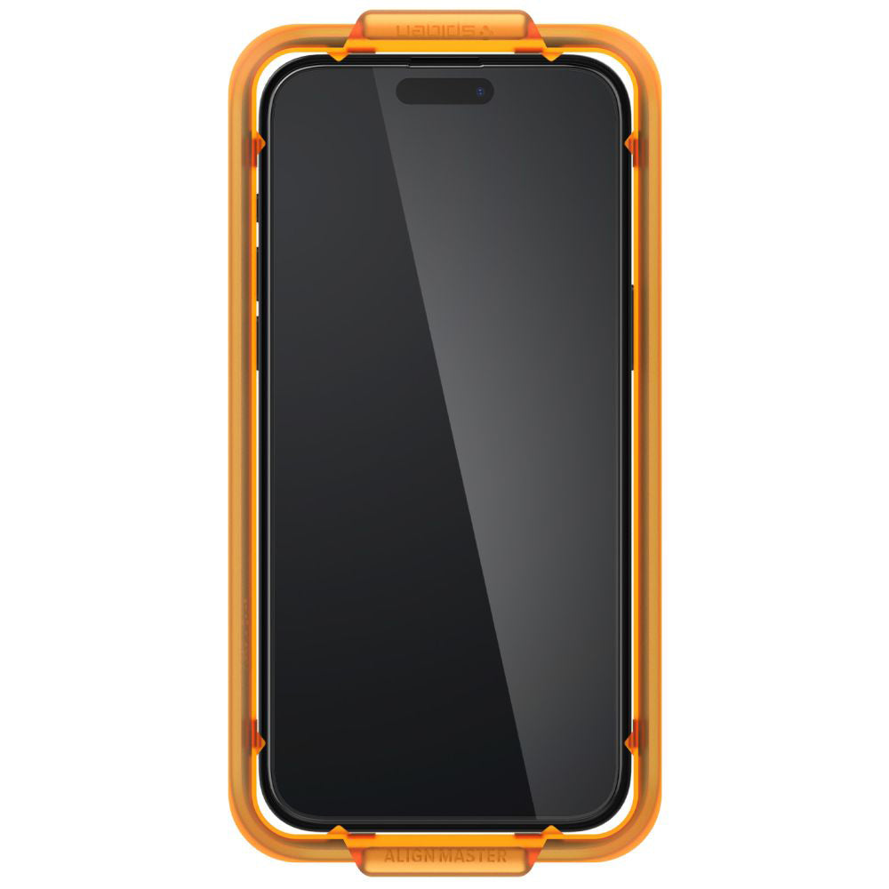 Spigen GlastR Align Master képernyővédő fólia Apple iPhone 15 Plus-hoz, Edzett üveg, Teljes ragasztás, 2 darabos készlet, Fekete AGL06886