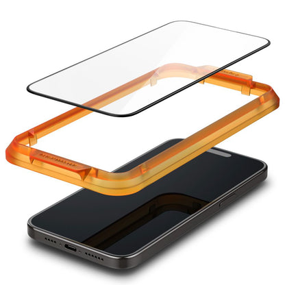 Spigen GlastR Align Master képernyővédő fólia Apple iPhone 15 Plus-hoz, Edzett üveg, Teljes ragasztás, 2 darabos készlet, Fekete AGL06886
