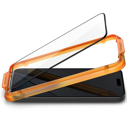 Spigen GlastR Align Master képernyővédő fólia Apple iPhone 15 Plus-hoz, Edzett üveg, Teljes ragasztás, 2 darabos készlet, Fekete AGL06886