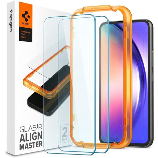 Spigen GlastR Align Master képernyővédő fólia Samsung Galaxy A54 A546 készülékhez, edzett üveg, teljes ragasztó, 2 darabos készlet AGL05966