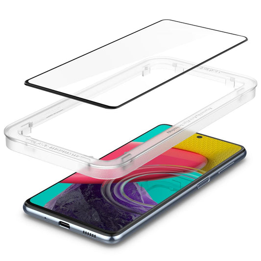 Spigen GlastR Align Master képernyővédő fólia Samsung Galaxy M53 M536-hoz, Edzett üveg, Teljes ragasztás, Fekete