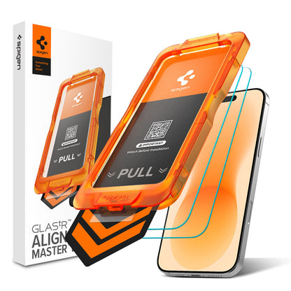 Spigen GlastR AlignMaster S képernyővédő fólia Apple iPhone 18 Pro / 17 Pro készülékhez, edzett üveg, teljes ragasztó, 2 darabos készlet AGL10105