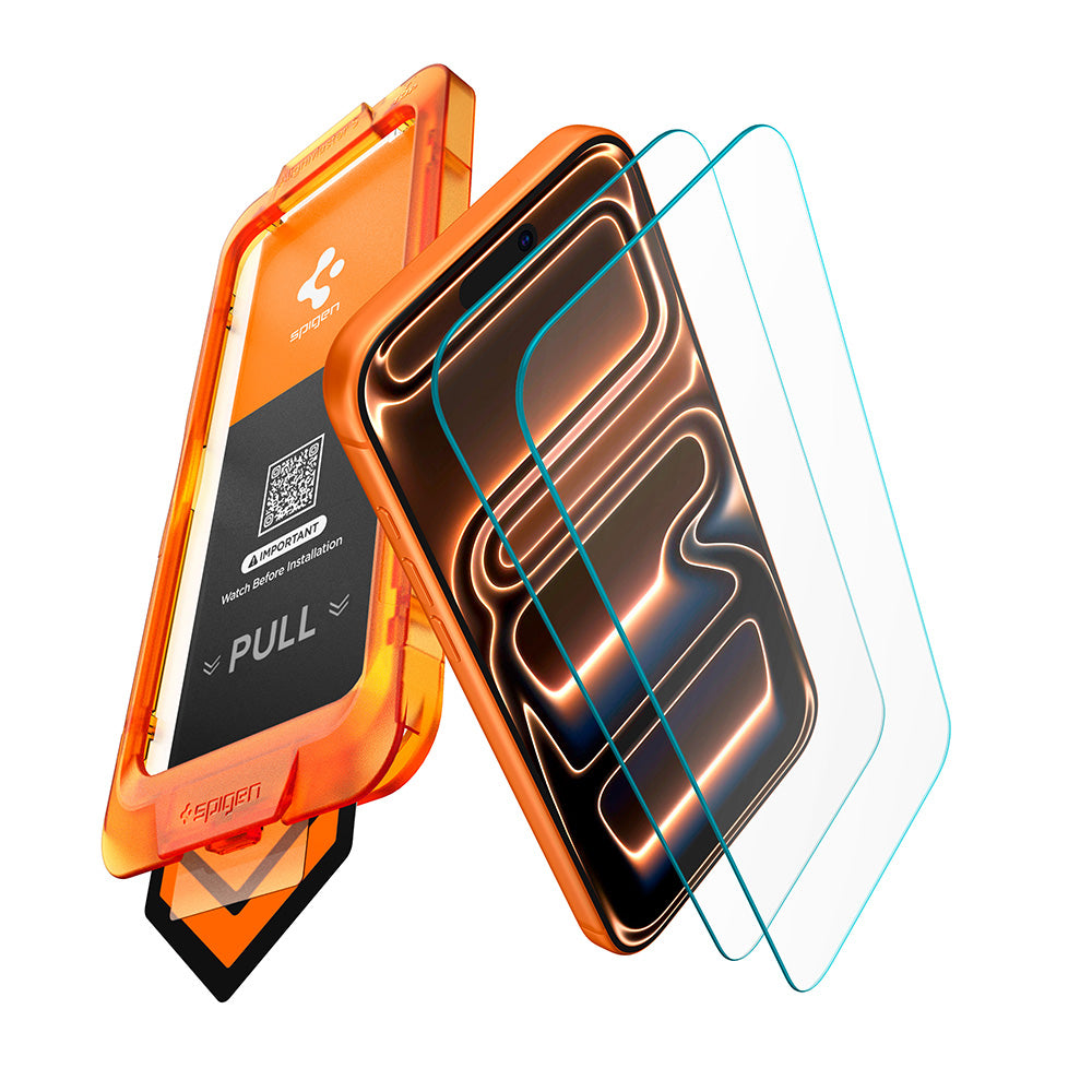 Spigen GlastR AlignMaster S képernyővédő fólia Apple iPhone 18 Pro Max / 17 Pro Max készülékhez, edzett üveg, teljes ragasztó, 2 darabos készlet AGL10101